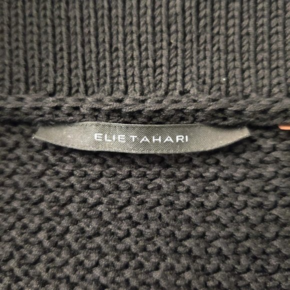 Elie Tahari Black Knit Silk/Cotton Cardigan Size Small - Picture 3 of 16